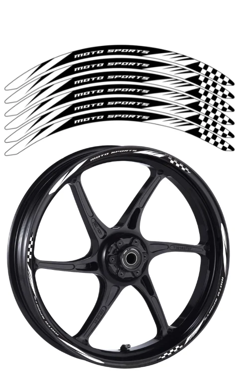 Alloy Wheel Radium Sticker Compatible with Universal Bike | Printed In Premium Radium With FPF(Fade Protection Film), Water Proof, Precut Sticker, Pack Of 12